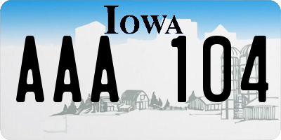IA license plate AAA104