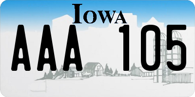 IA license plate AAA105