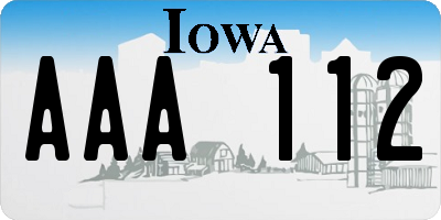 IA license plate AAA112