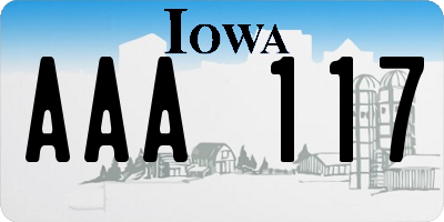 IA license plate AAA117