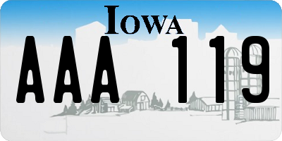 IA license plate AAA119