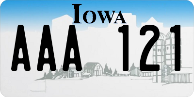 IA license plate AAA121