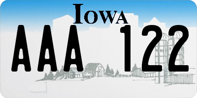 IA license plate AAA122