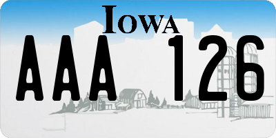 IA license plate AAA126