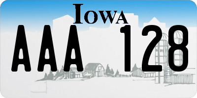 IA license plate AAA128