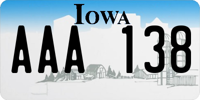 IA license plate AAA138