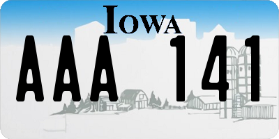 IA license plate AAA141