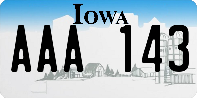 IA license plate AAA143