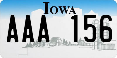 IA license plate AAA156