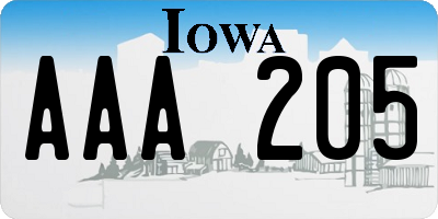 IA license plate AAA205