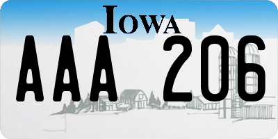 IA license plate AAA206