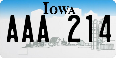 IA license plate AAA214