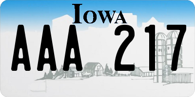 IA license plate AAA217