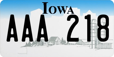IA license plate AAA218