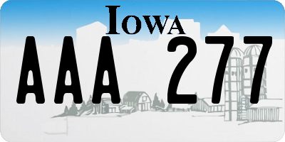 IA license plate AAA277