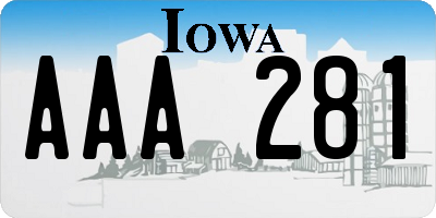 IA license plate AAA281