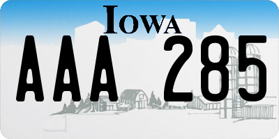 IA license plate AAA285