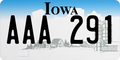 IA license plate AAA291