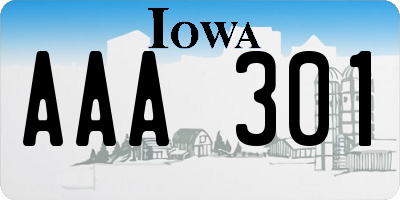 IA license plate AAA301
