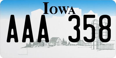 IA license plate AAA358