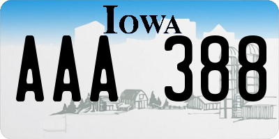 IA license plate AAA388