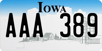 IA license plate AAA389