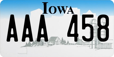 IA license plate AAA458