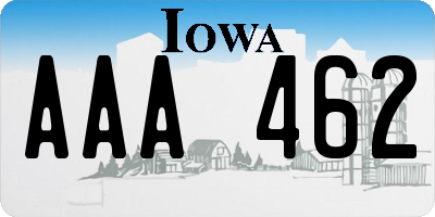 IA license plate AAA462