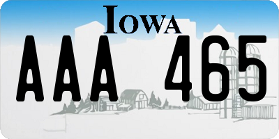 IA license plate AAA465