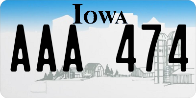 IA license plate AAA474