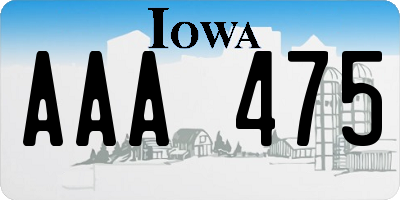 IA license plate AAA475