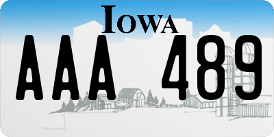 IA license plate AAA489