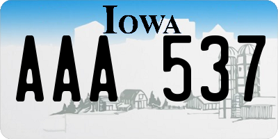 IA license plate AAA537