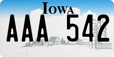 IA license plate AAA542