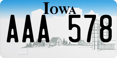 IA license plate AAA578