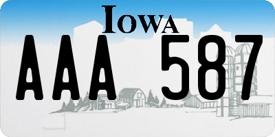 IA license plate AAA587