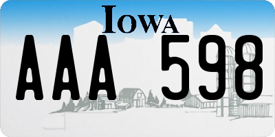 IA license plate AAA598