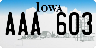 IA license plate AAA603