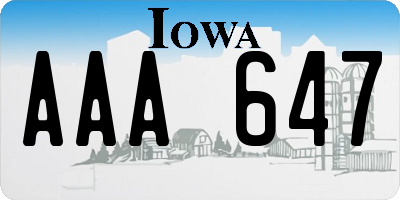 IA license plate AAA647