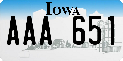 IA license plate AAA651