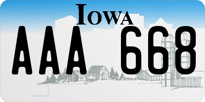IA license plate AAA668