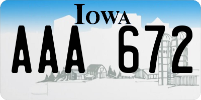 IA license plate AAA672