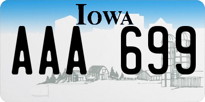 IA license plate AAA699