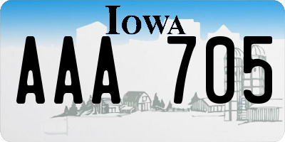 IA license plate AAA705