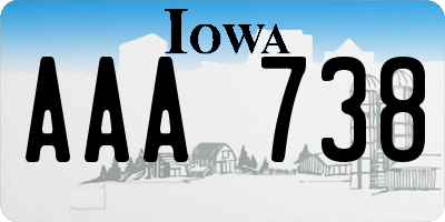 IA license plate AAA738