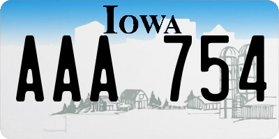 IA license plate AAA754