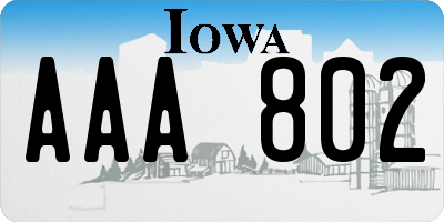 IA license plate AAA802