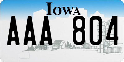 IA license plate AAA804