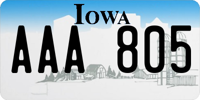 IA license plate AAA805