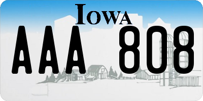 IA license plate AAA808